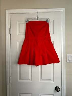 Hausen Malia Strapless Pleated Mini Dress Red Size L